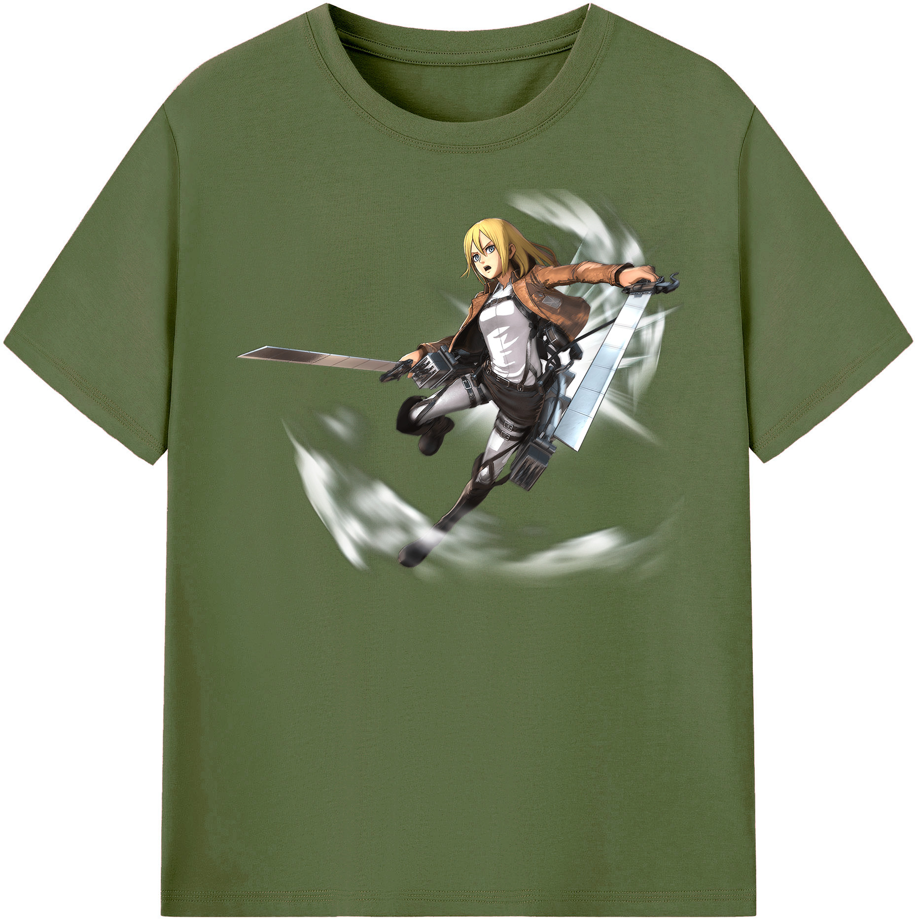 （画像用） 進撃の巨人 クリスタ·レンズ Attack on Titan Christa Lenz 綿100％半袖Tシャツ（フロントプリント）